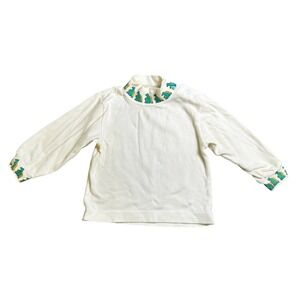 Vintage All Mine Baby Boy Dinosaur Mock Neck Top Cream Cotton 18M RN 13711